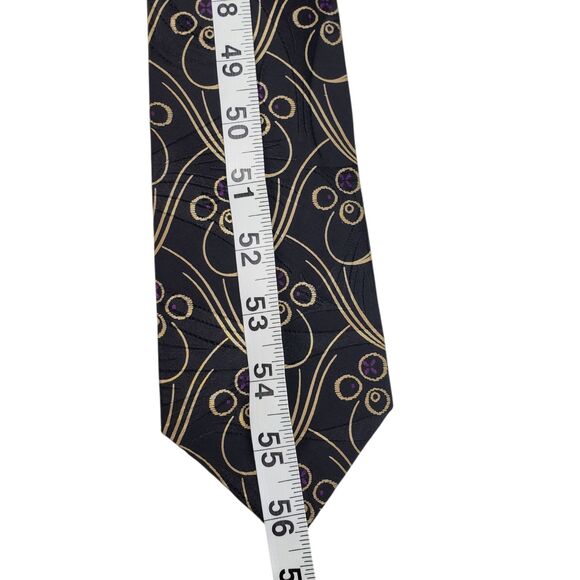 Vintage Polo Ralph Lauren Black Abstract Paisley Floral Silk Tie Made in USA - Picture 4 of 7